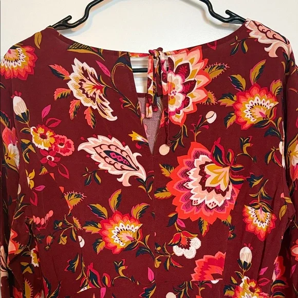 Old Navy Red Floral Long Sleeve Dress Sz 12 - Picture 9 of 9